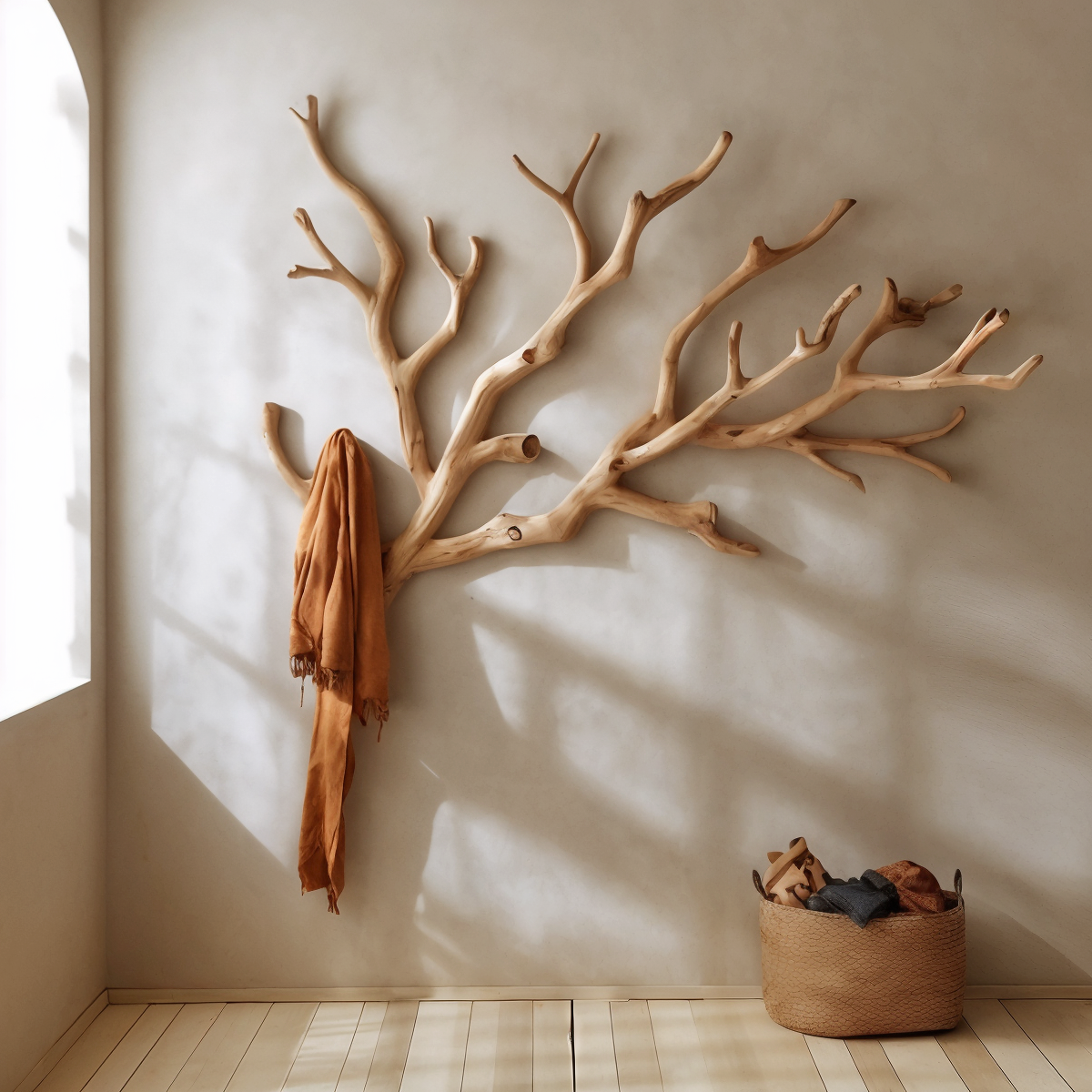 Driftwood Coat Rack, Custom Wall-Mounted Tree Branch Clothes Hanger