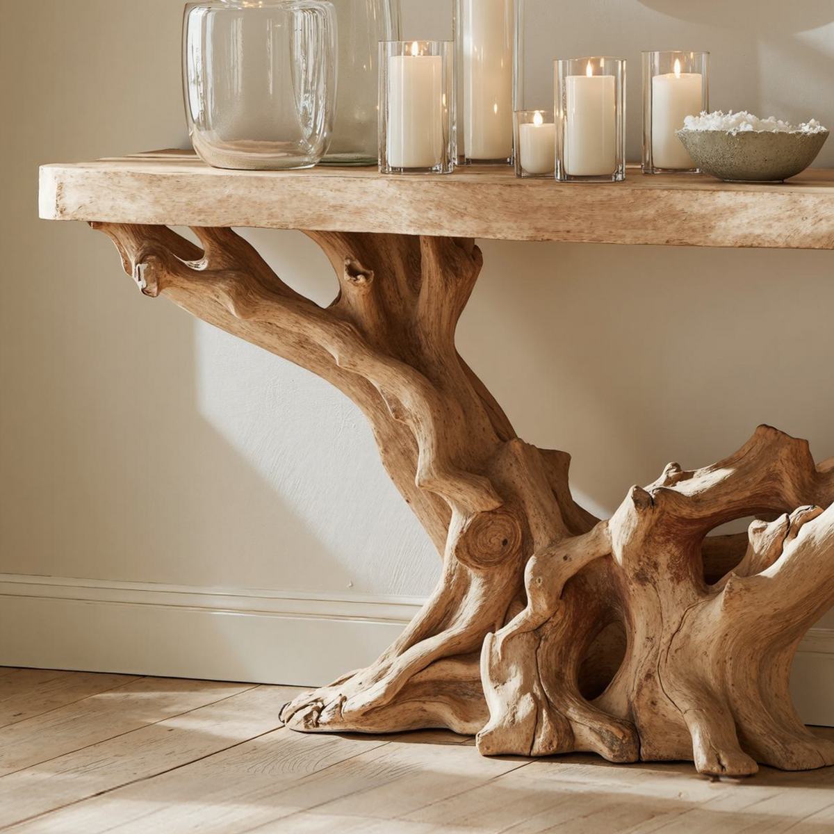 Farmhouse Console Table, Solid Wood Entryway Table for Holiday Decor