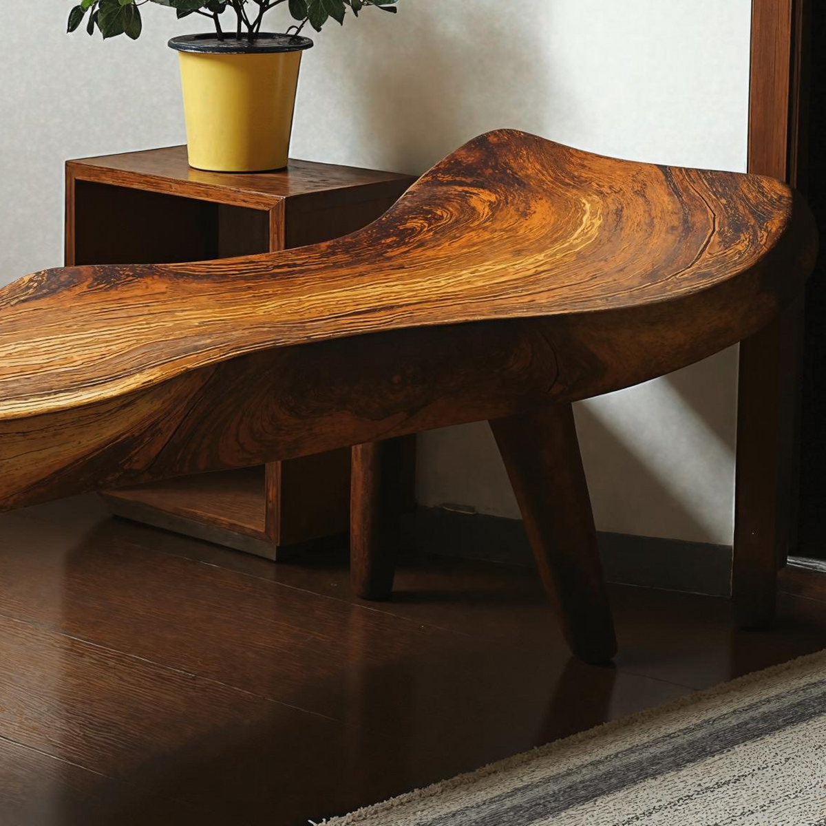 Rustic Entryway Bench, Reclaimed Tamarind Wood Seat