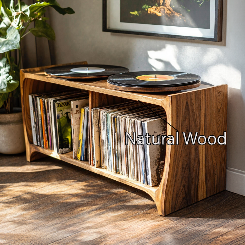 Record Player Stand, Mid Century Solid Wood Turntable Cabinet