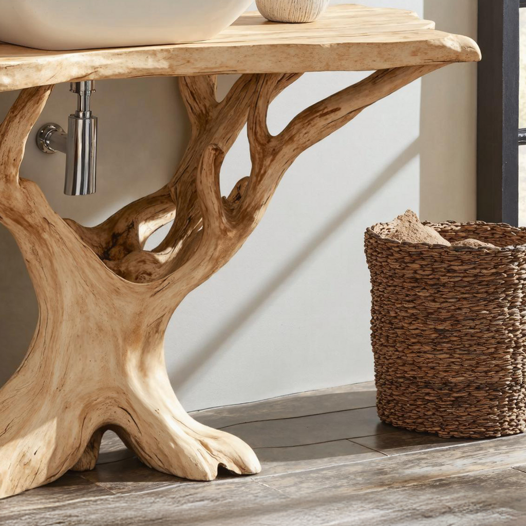 Custom Live Edge Wood Bathroom Vanity For Modern Rustic Bathroom Designs