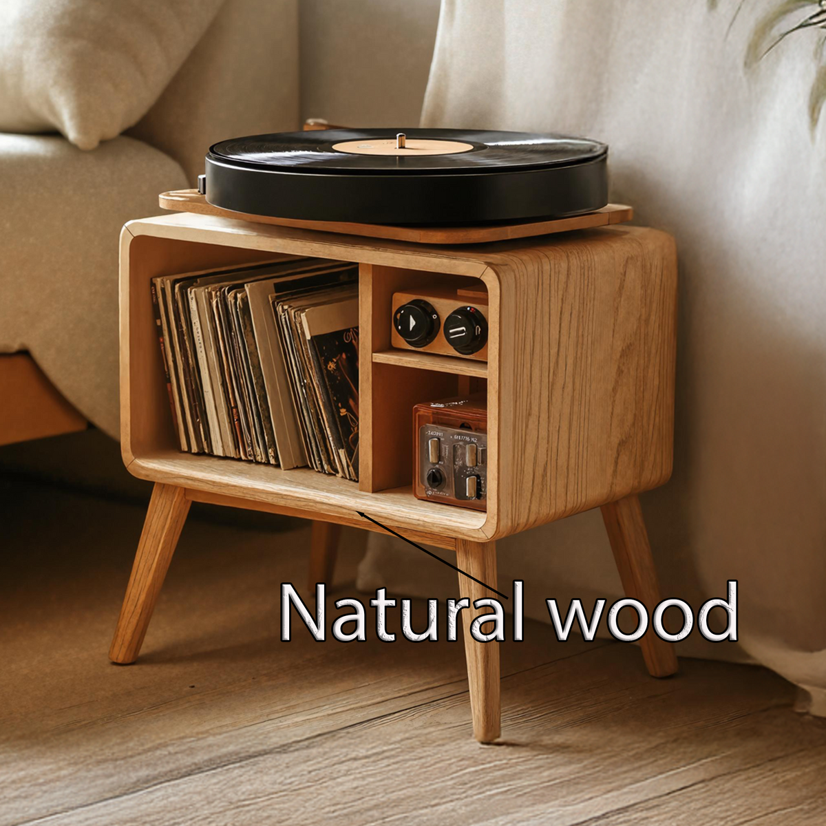 Classic Record Player Stand For Living Room, Bedroom, Office
