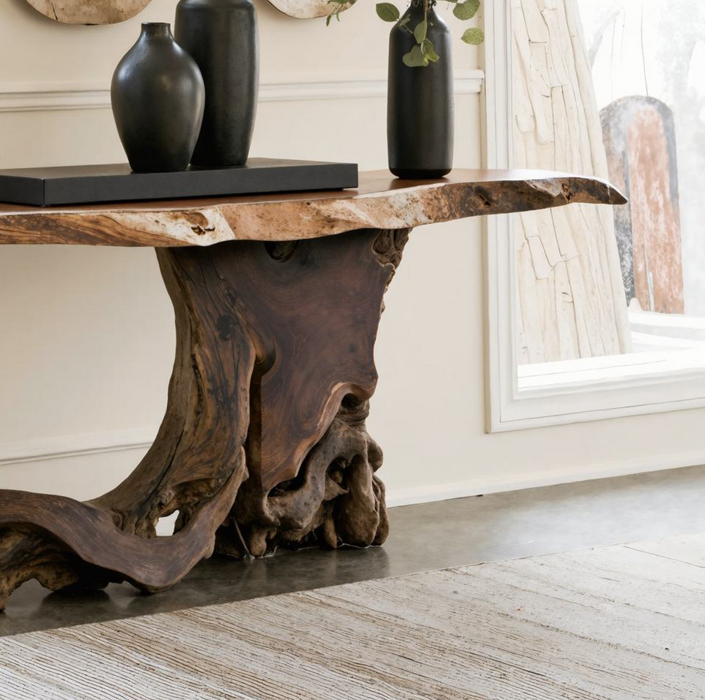 Cantilevered Console Table, Modern Solid Wood Entryway Accent