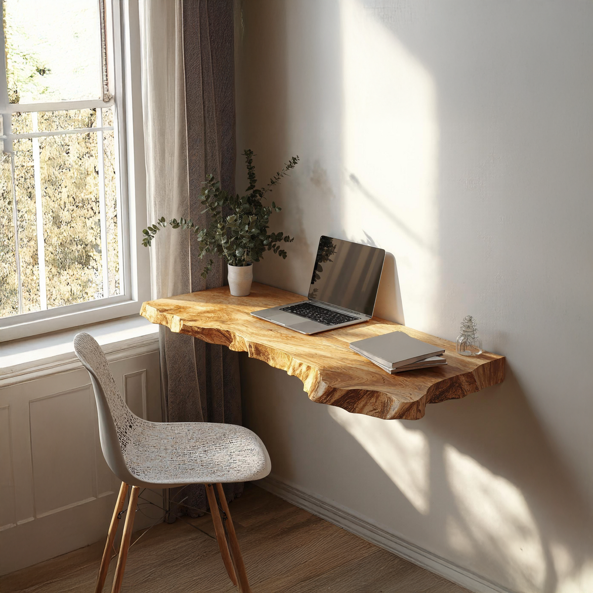 Farmhouse Solid Wood Floating Desk For Cozy And Functional Spaces