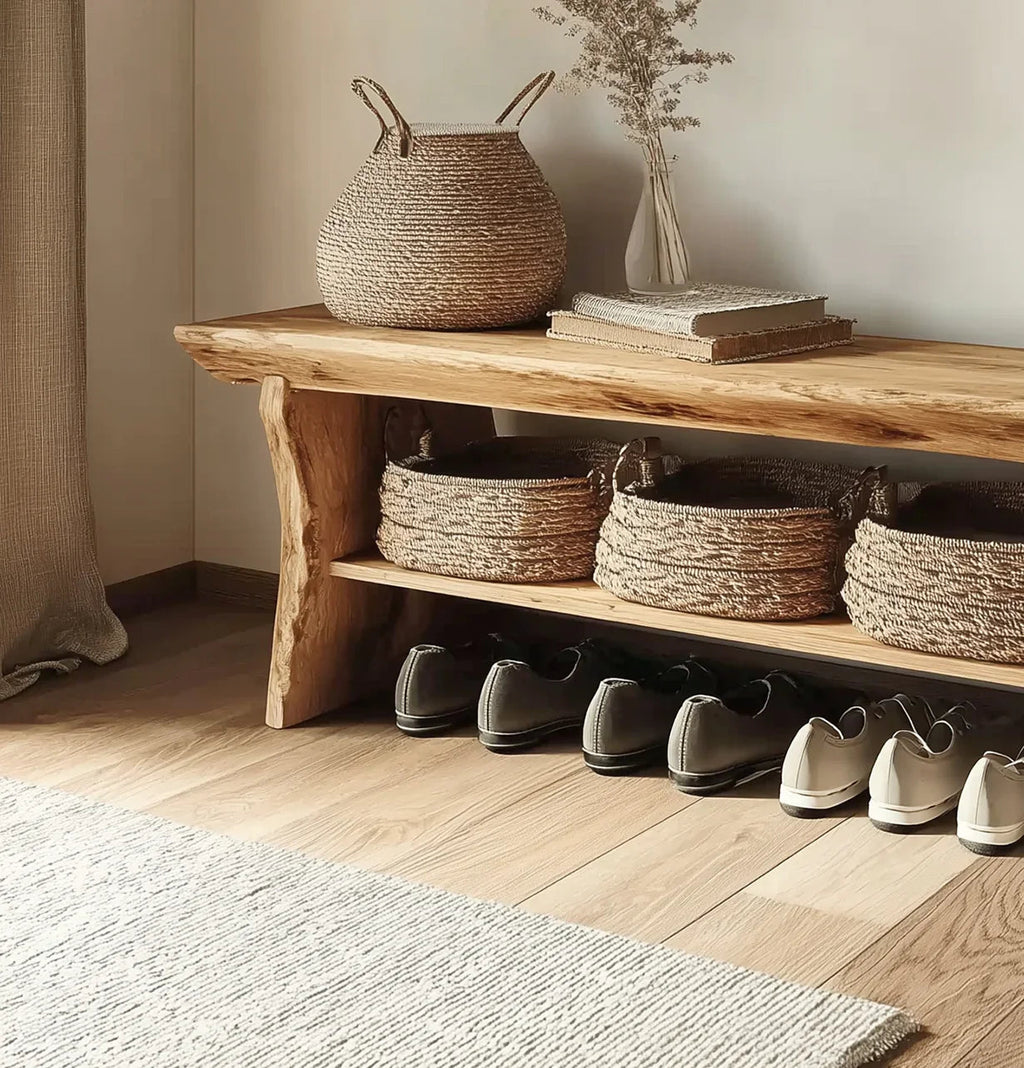 Live Edge Wooden Entryway Bench