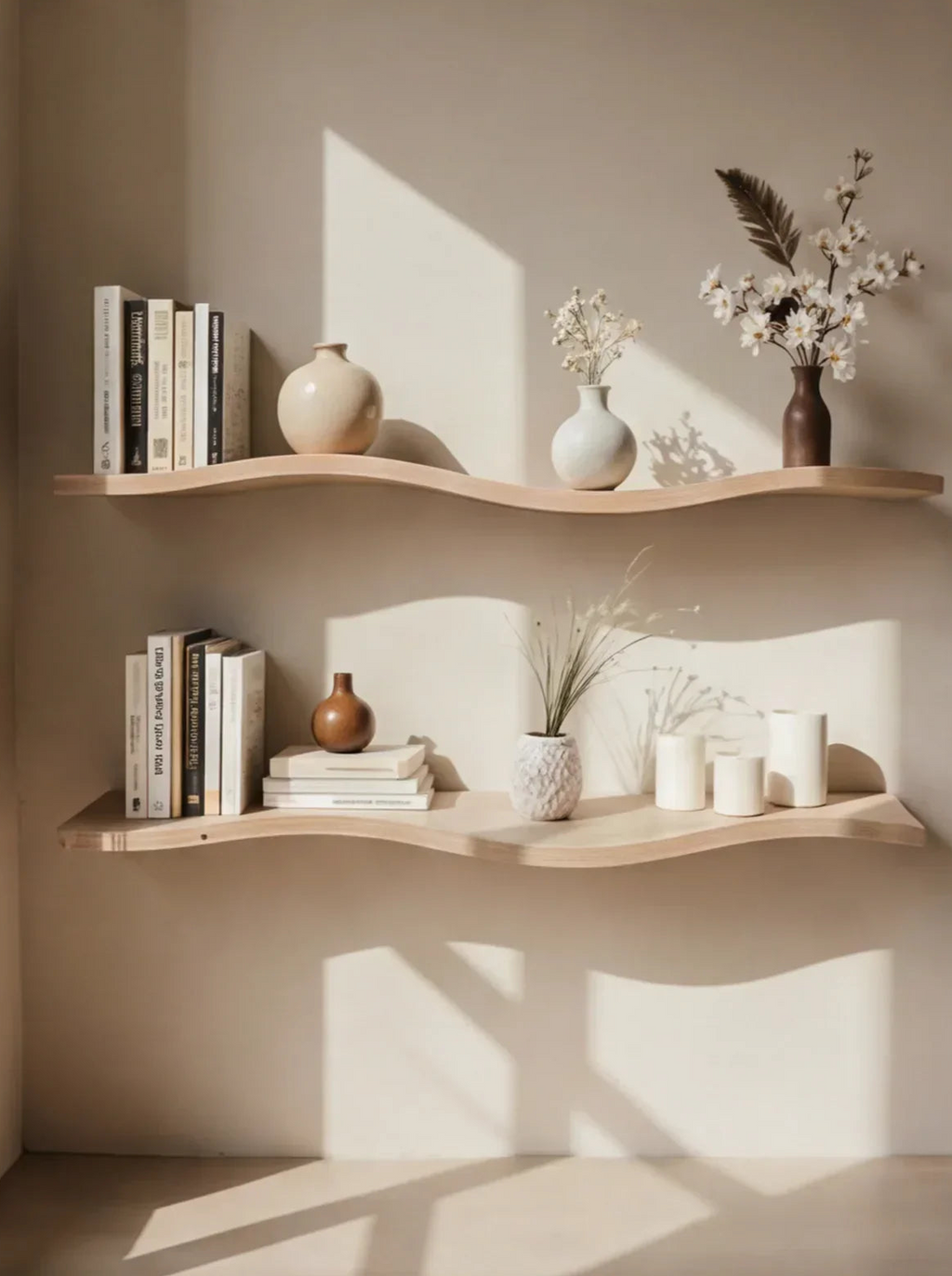 Handcrafted Wavy Rustic Wooden Shelf