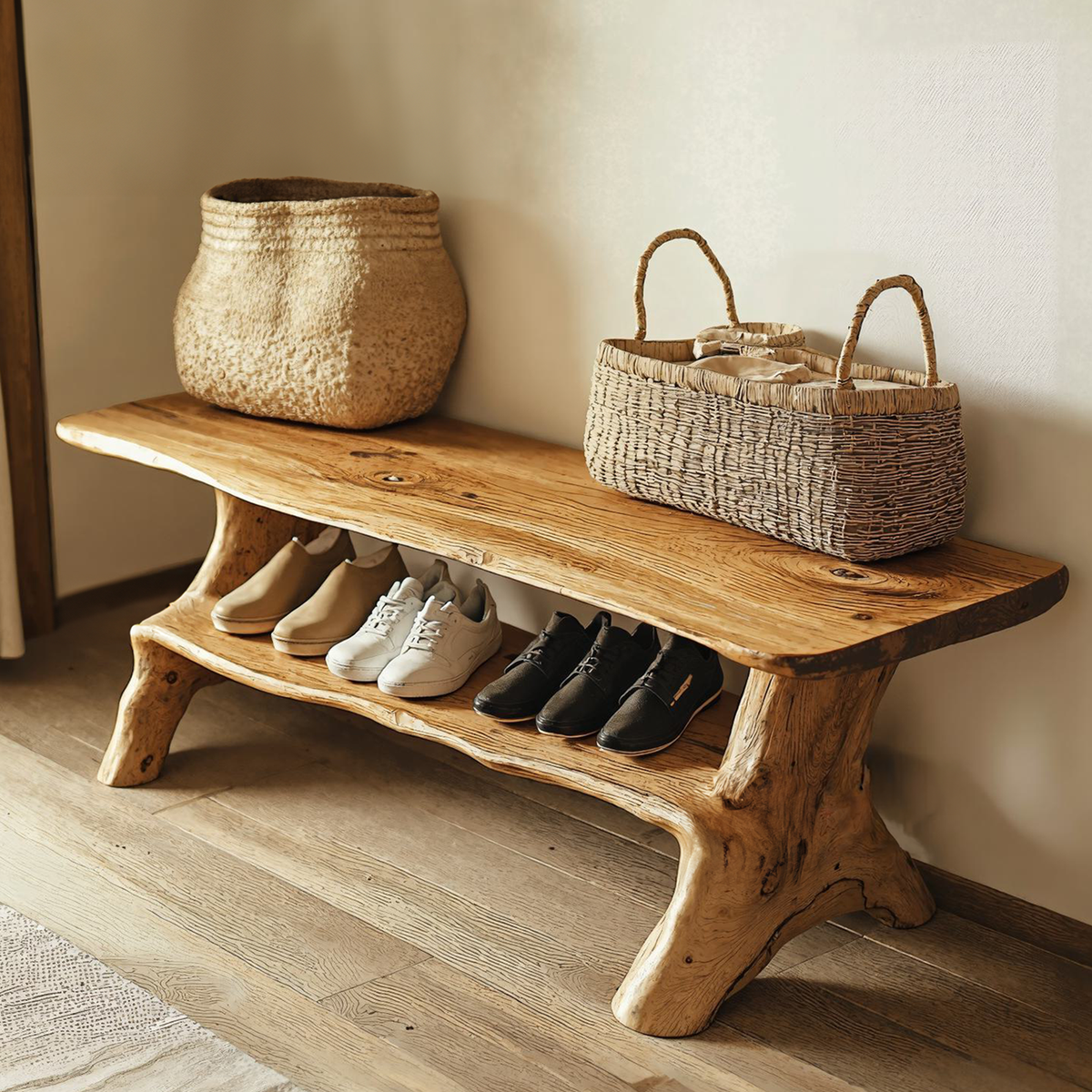 Handmade Hallway Bench Shoe Rack