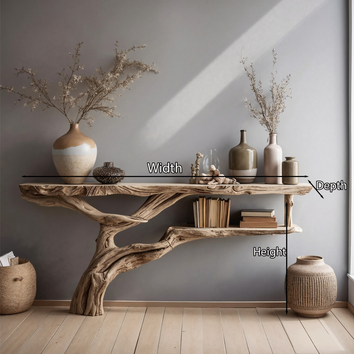 Wood Console Table Farmhouse Hallway Table for Entryway