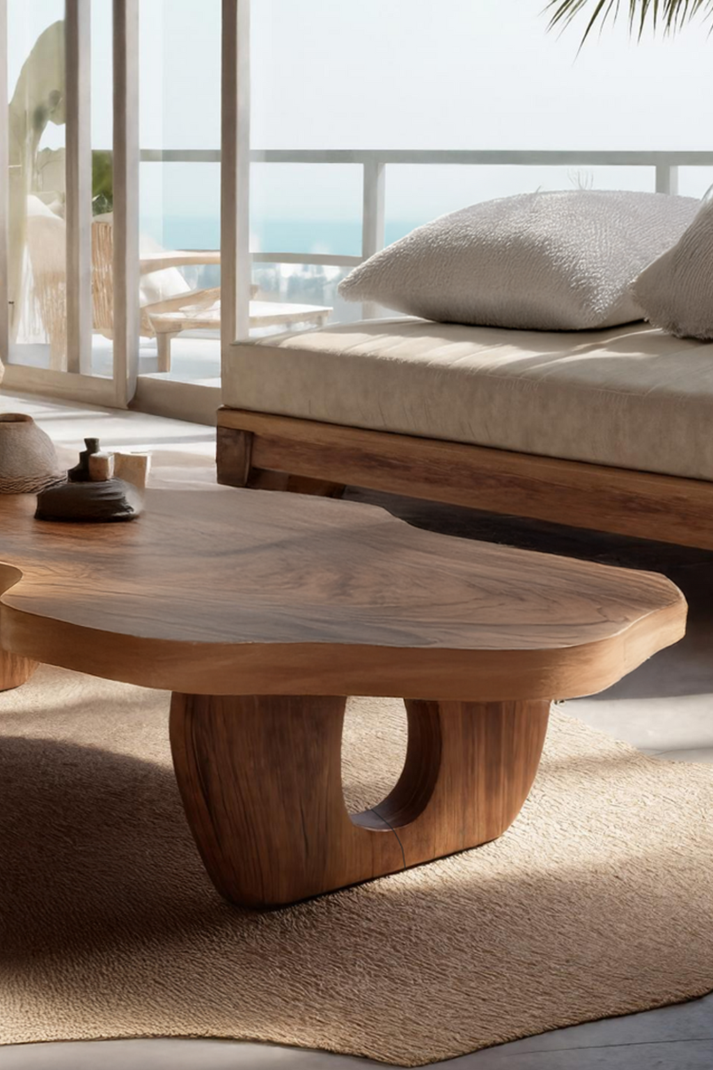 Handcrafted Rustic Wooden Live Edge Coffee Table For Decor