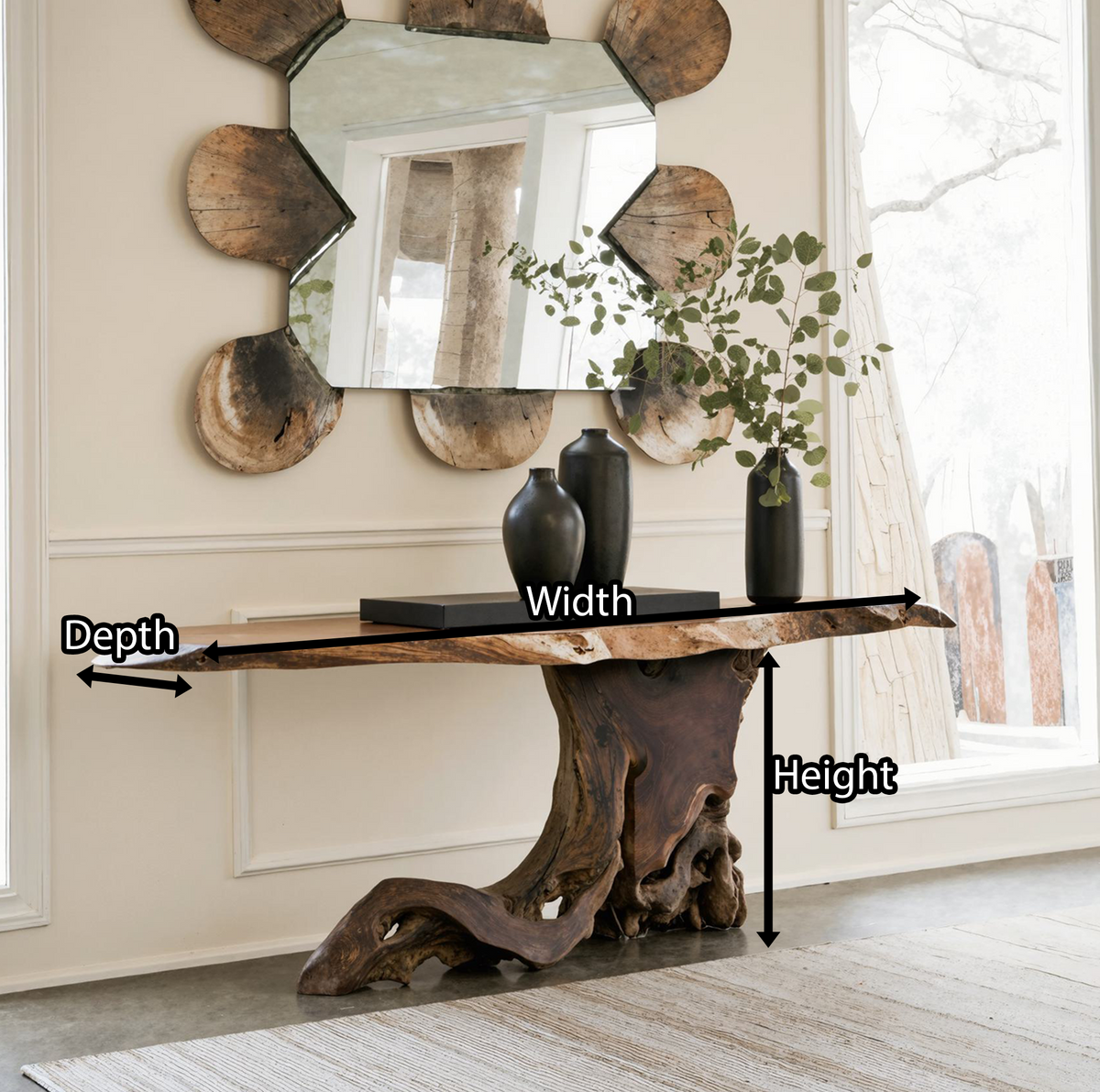Cantilevered Console Table, Modern Solid Wood Entryway Accent