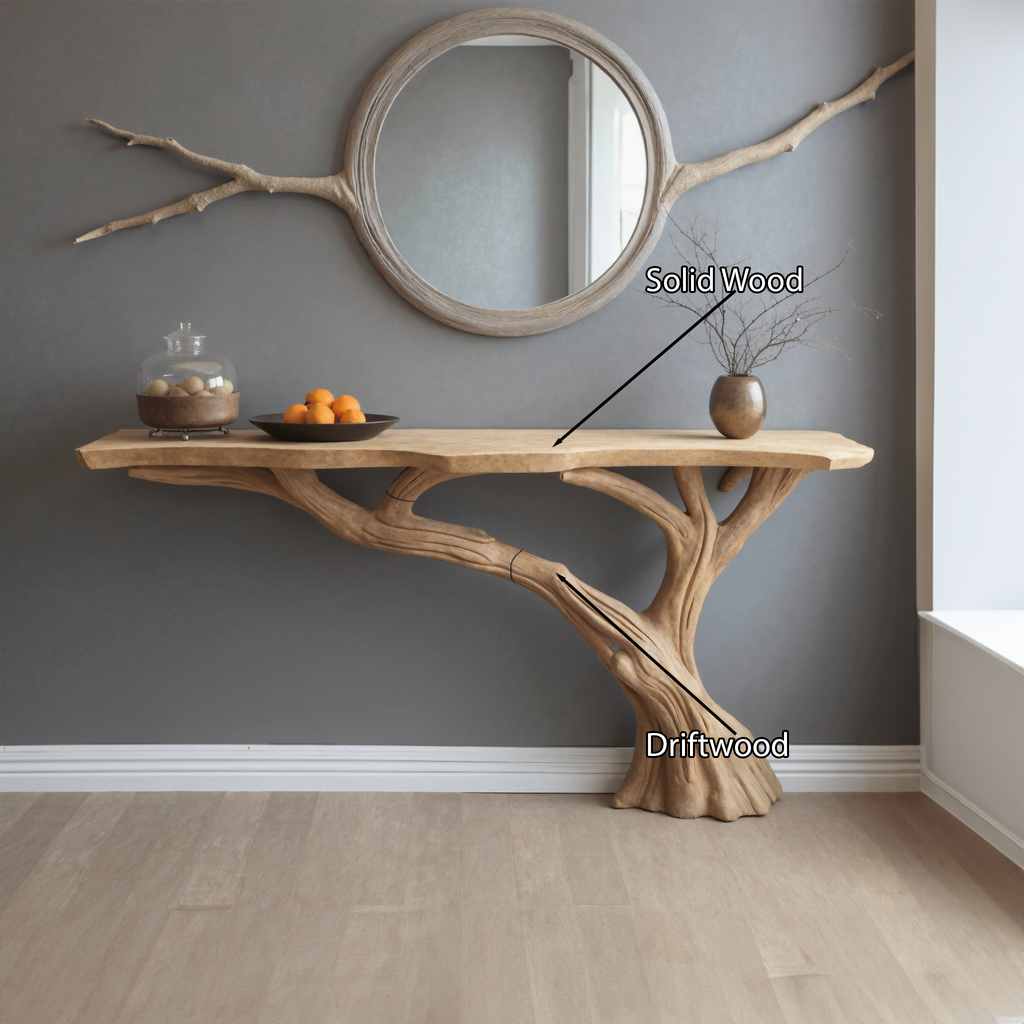 Rustic Console Table, Solid Wood Entryway Table for Hallways