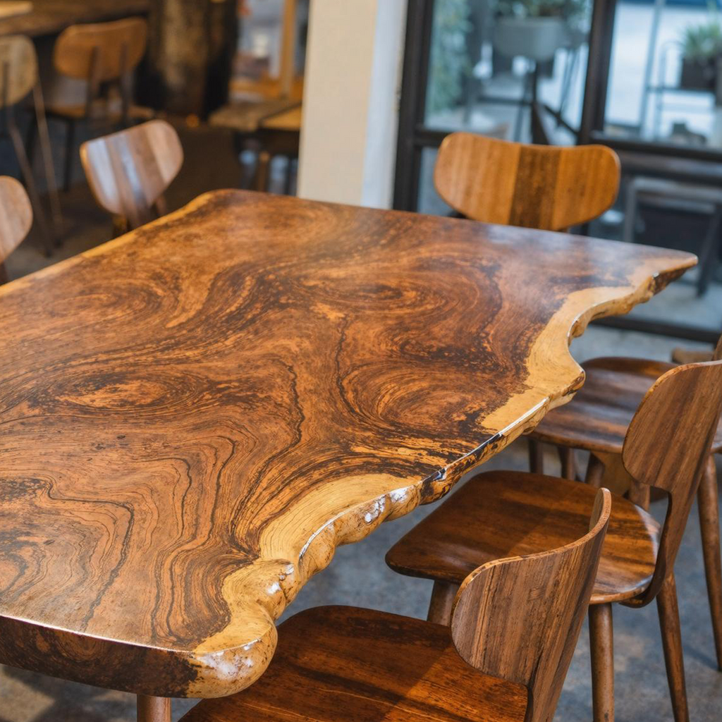 Contemporary Large Wooden Dining Table For Open Dining Area