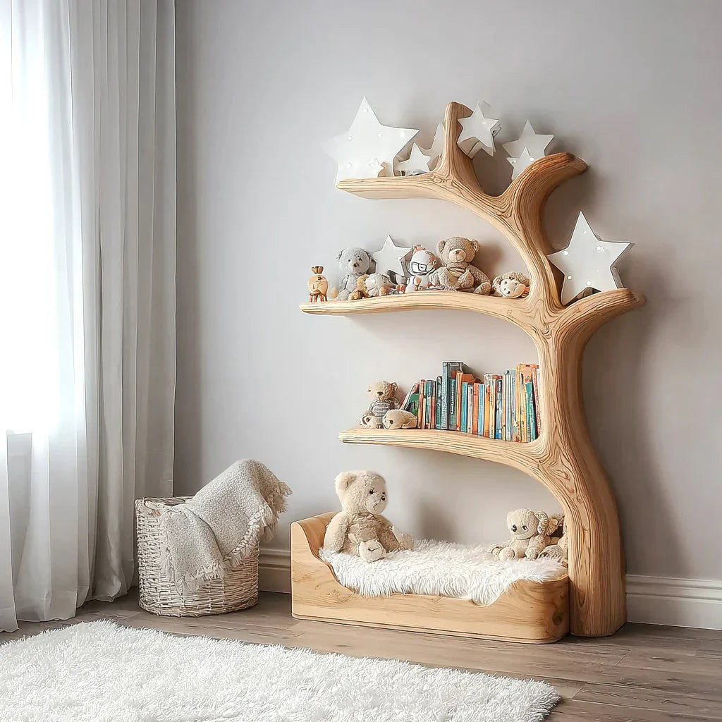 Wooden Tree Bookshelf For Kids
