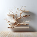 Tree Branch Bookshelf with Live Edge Floating Shelves, Driftwood Decor