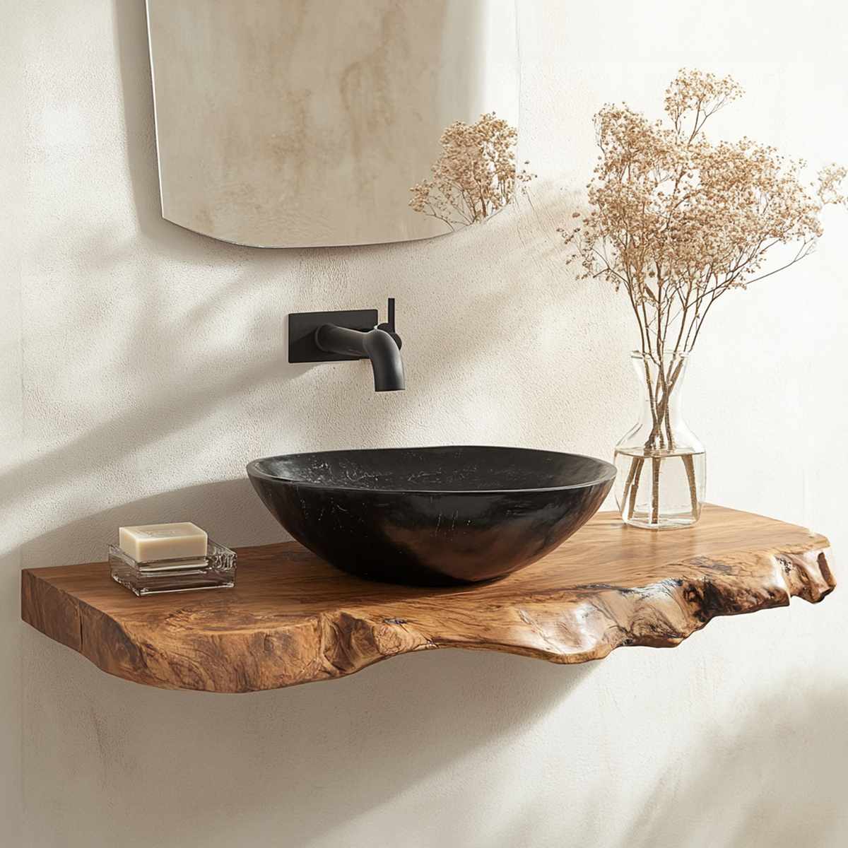 Handmade Live Edge Bathroom Vanity Shelf