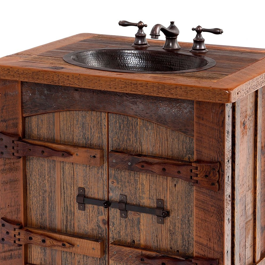 Bathroom Sink Vanity Table, Mid Century Live Edge Wood Cabinet