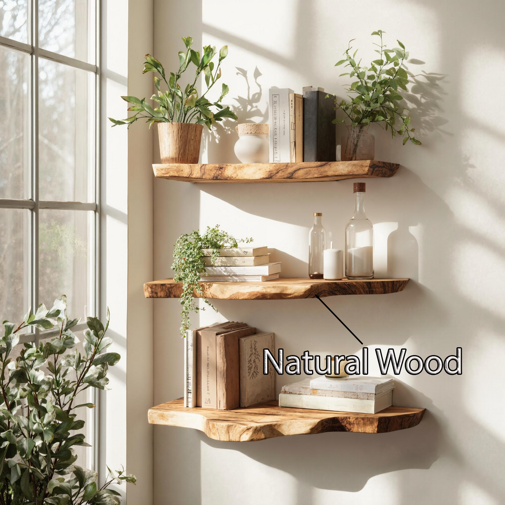 Handcrafted Live Edge Floating Bookshelf Furniture Decor