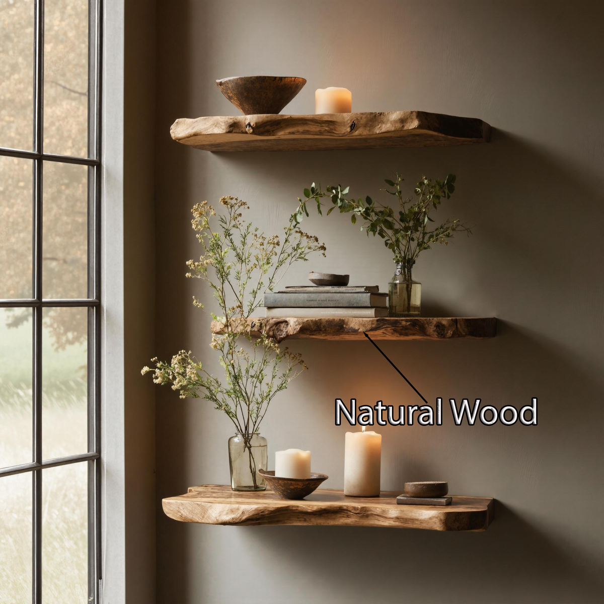 Handcrafted Live Edge Floating Bookshelf Unique Home Decor