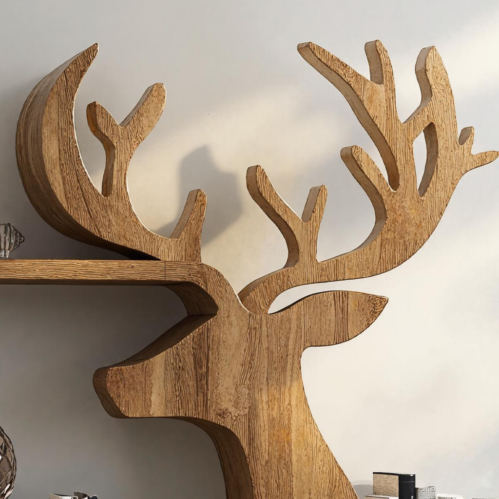 Decorative Wooden Deer Shelf For Cabin Style Homes