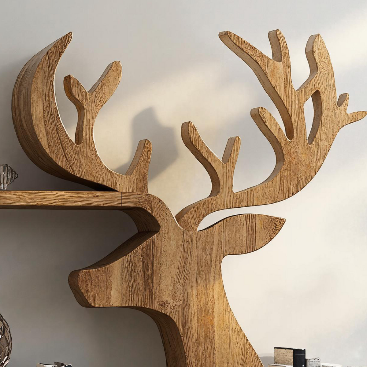 Decorative Wooden Deer Shelf For Cabin Style Homes