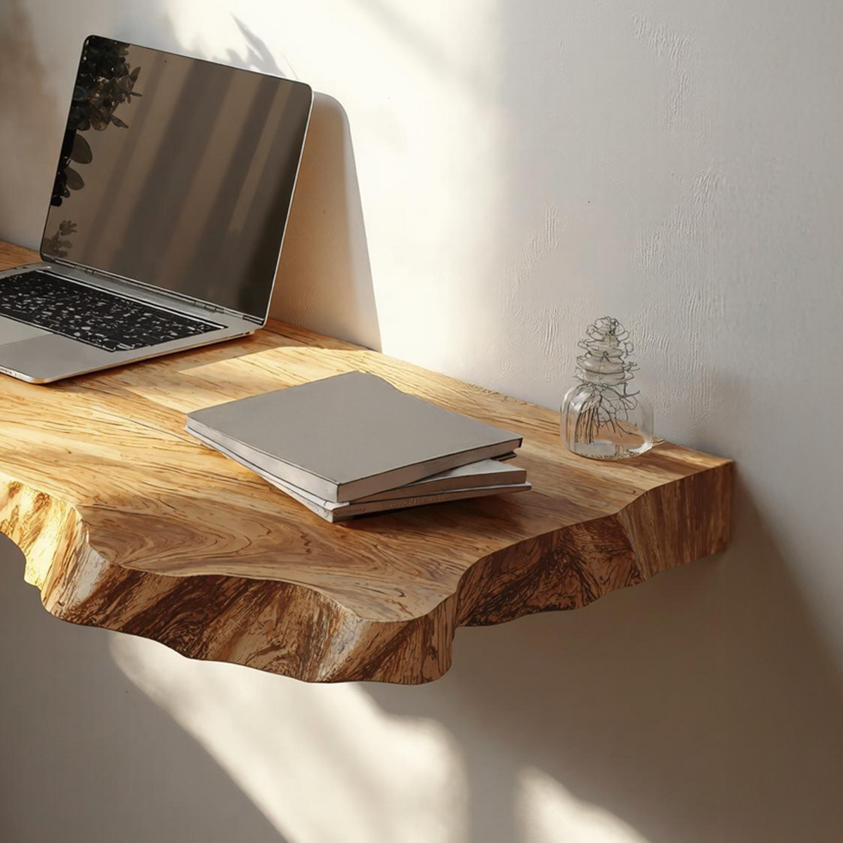 Farmhouse Solid Wood Floating Desk For Cozy And Functional Spaces
