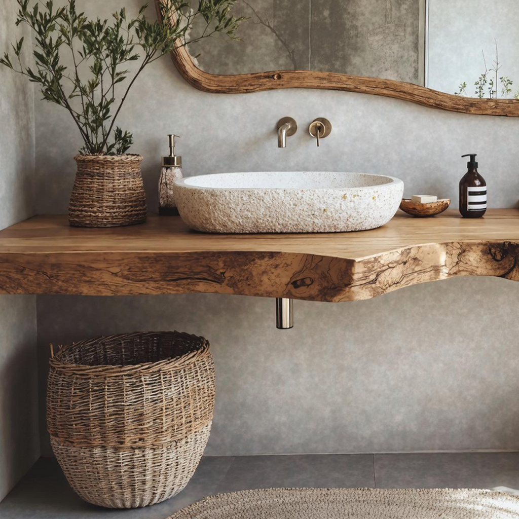 Solid Wood Vanity Top, Vintage Floating Shelf for Modern Bathrooms