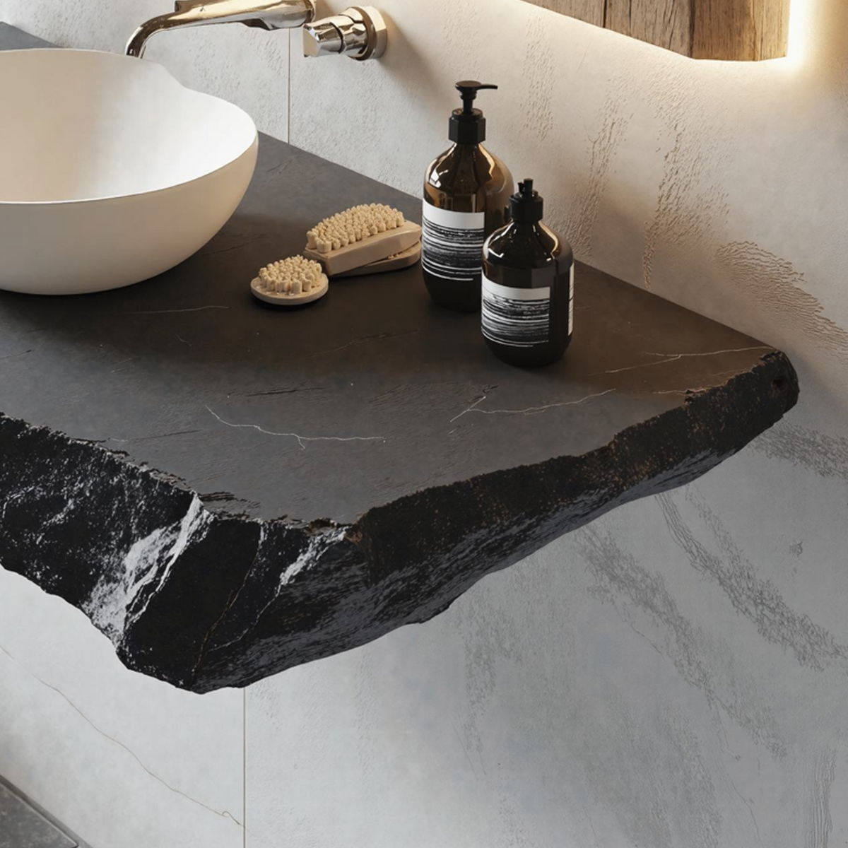 Floating Edge Bathroom Vanity Wood Shelf