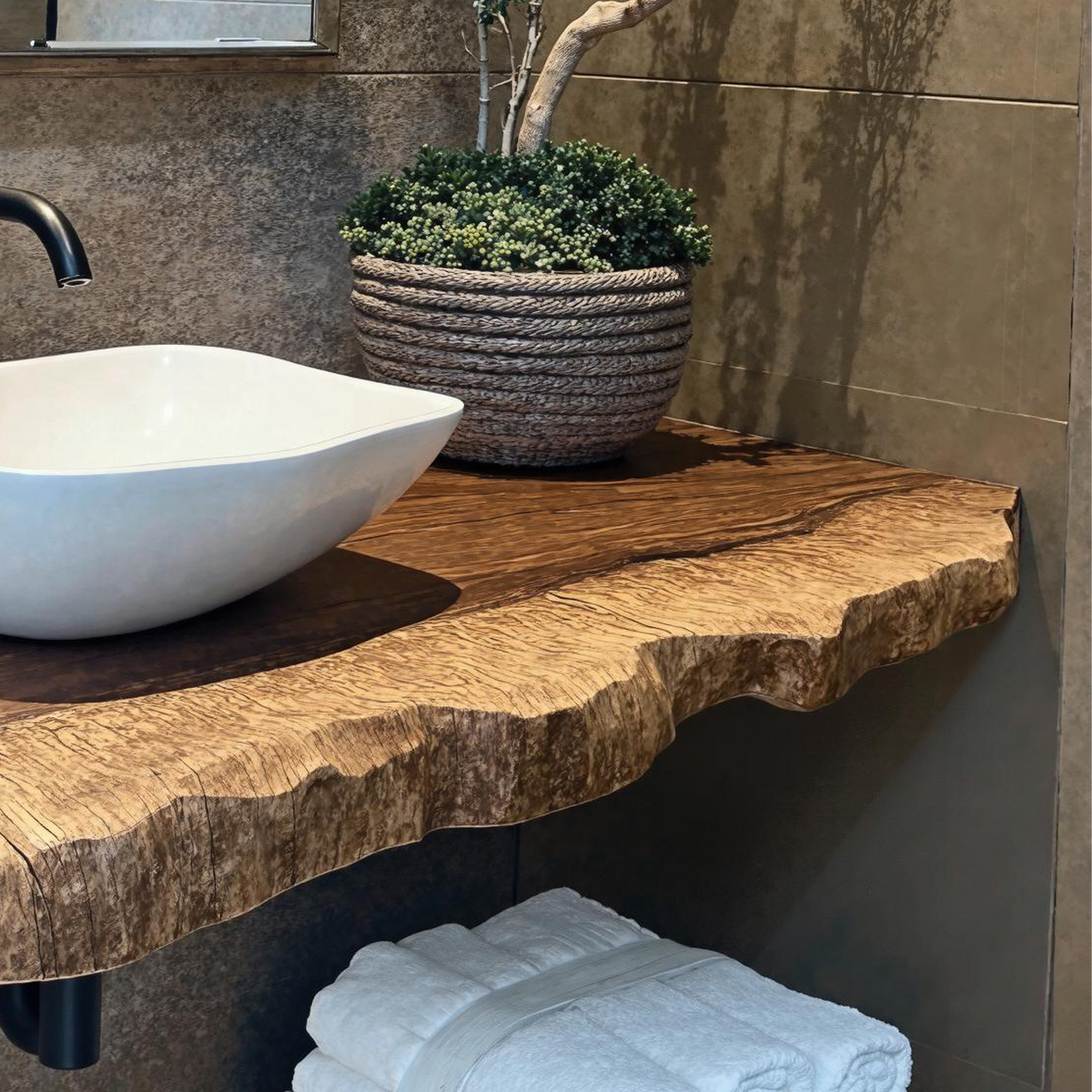 Floating Vanity Shelf For Bathroom With Modern Wooden Design