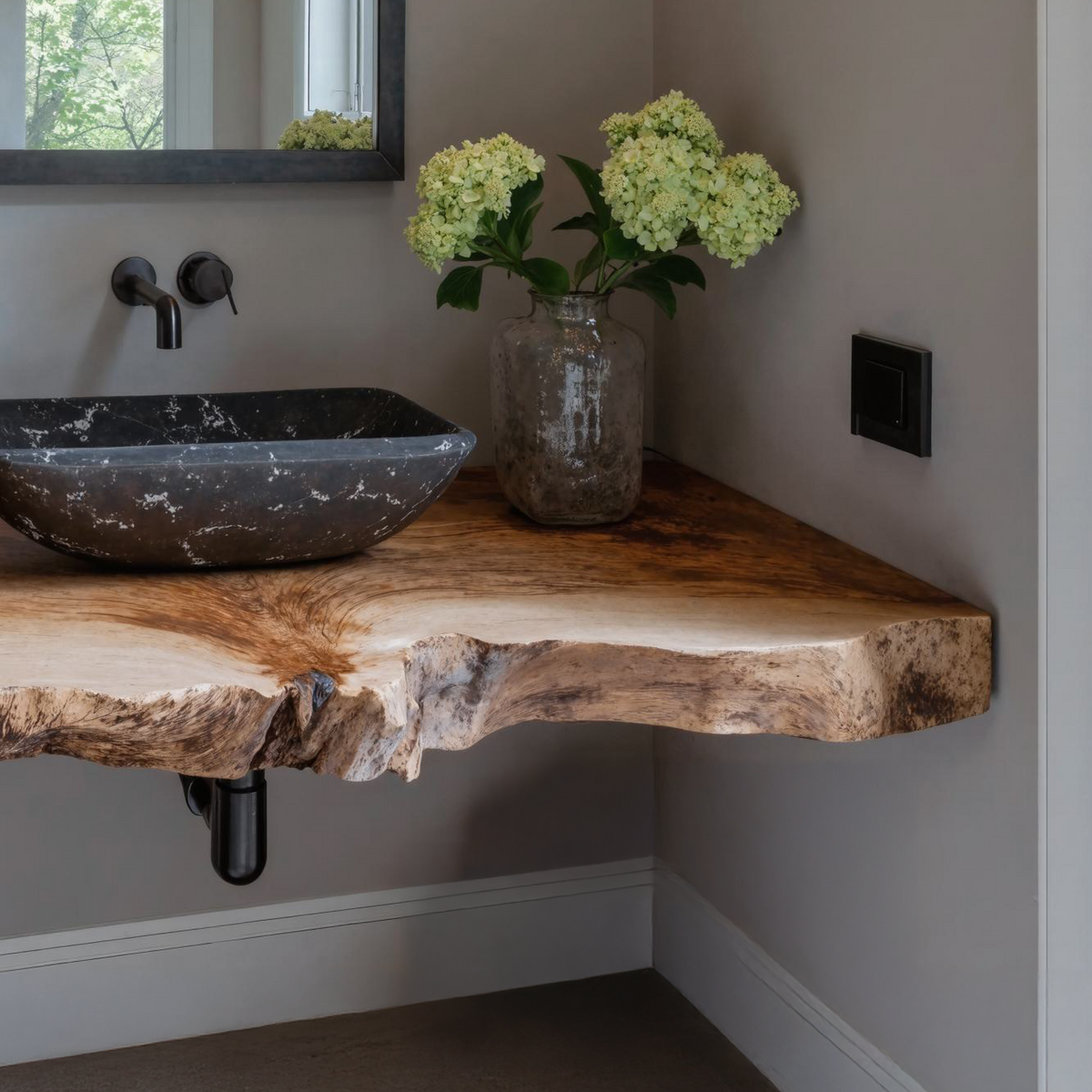 Elegant Farmhouse Bathroom Floating Shelf With Natural Wood