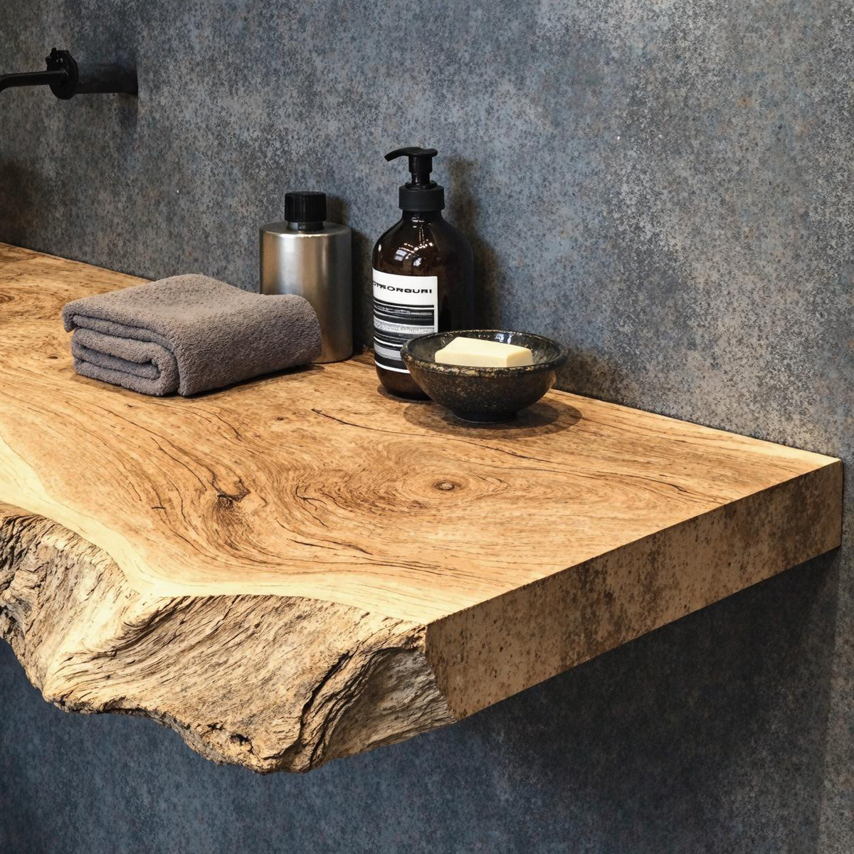 Bathroom Vanity Floating Shelf With Elegant Wooden Finish