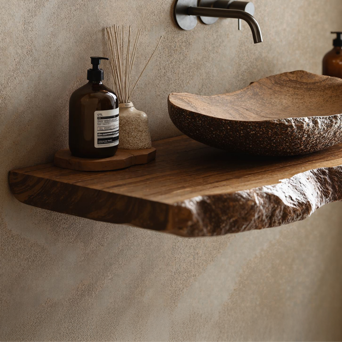 Live Edge Bathroom Vanity Shelf