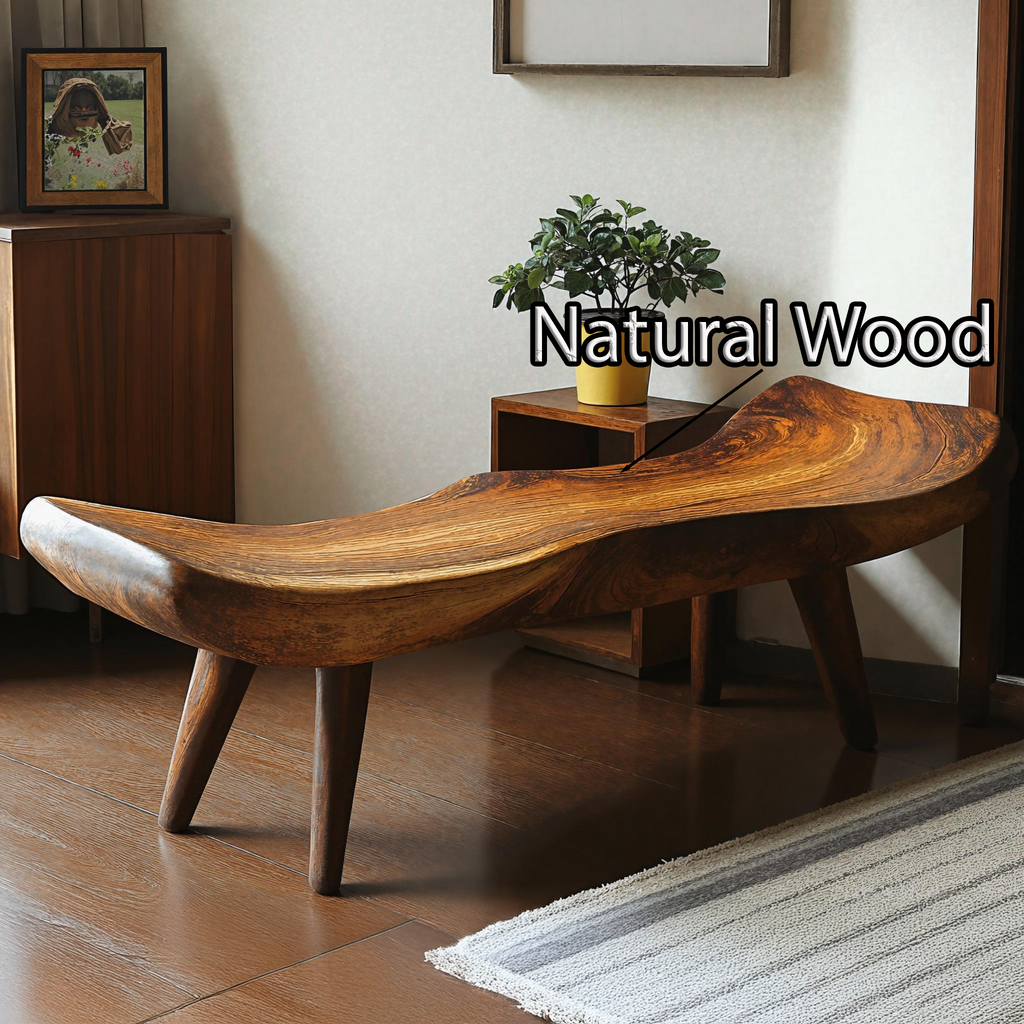 Rustic Entryway Bench, Reclaimed Tamarind Wood Seat