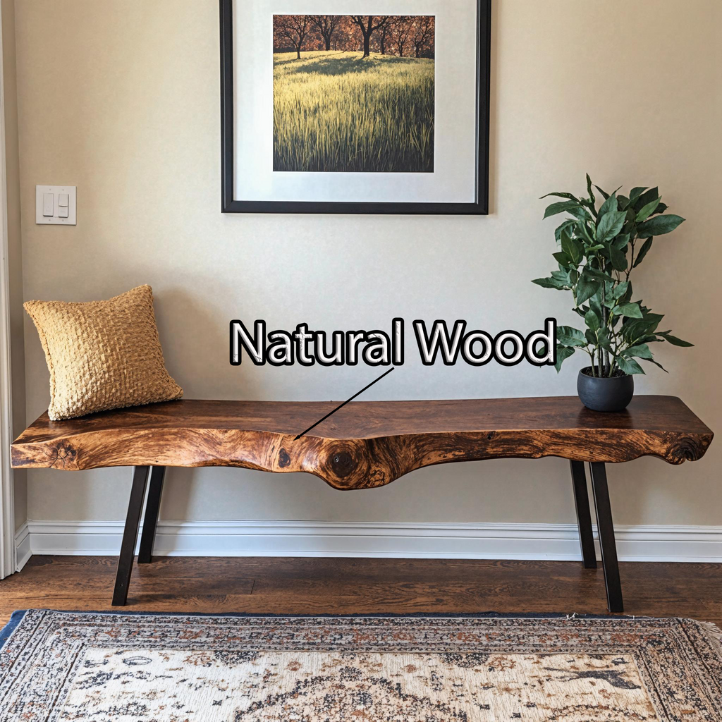 Handcrafted Rustic Wood Bench For Indoor Use
