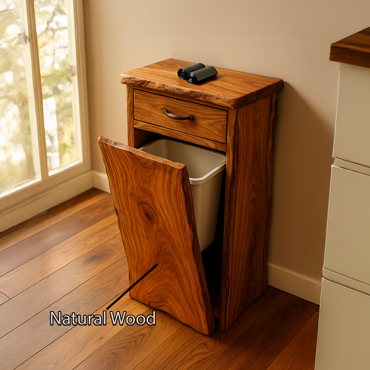 Handcrafted Tilt Out Trash Can Furniture For Kitchen Storage