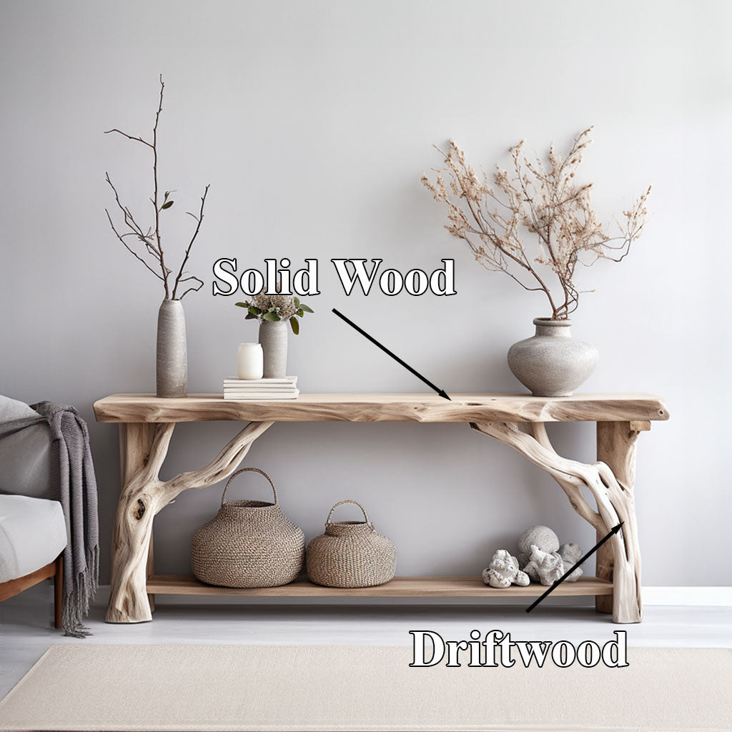 Decorative Console Table, Natural Wood Entryway Table for Hallway