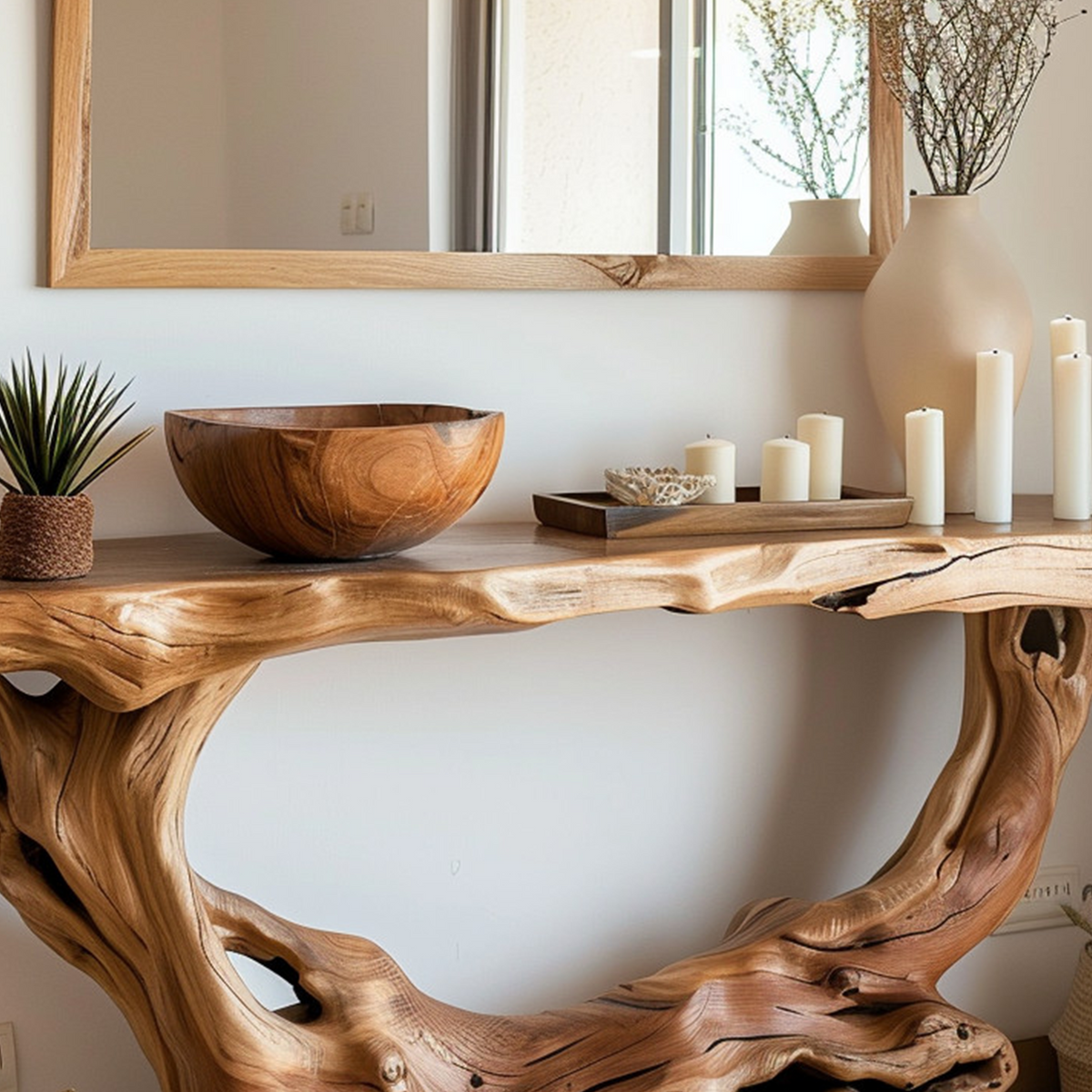 Narrow Console Table, Solid Wood Sofa Table for Entryway and Hallway