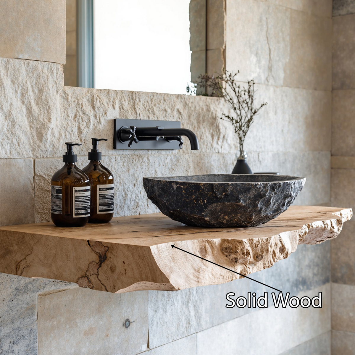 Bathroom Vanity Shelf, Handcrafted Wooden Floating Sink Shelf
