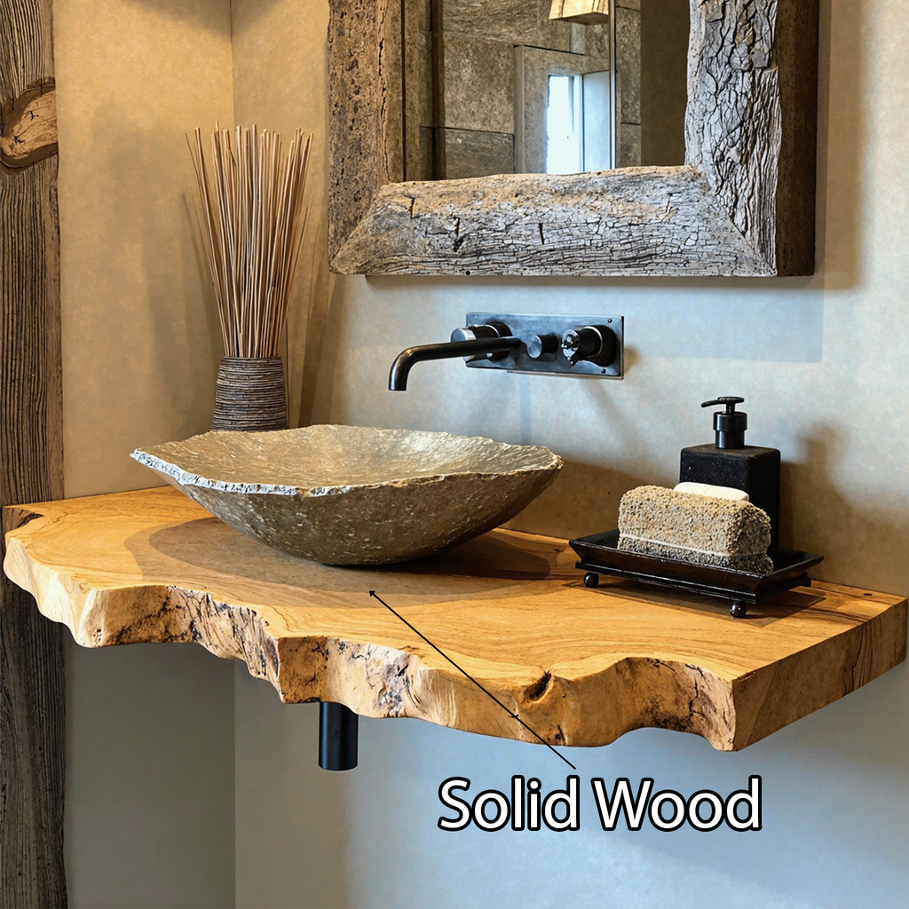 Floating Wood Bathroom Shelf – Style 2