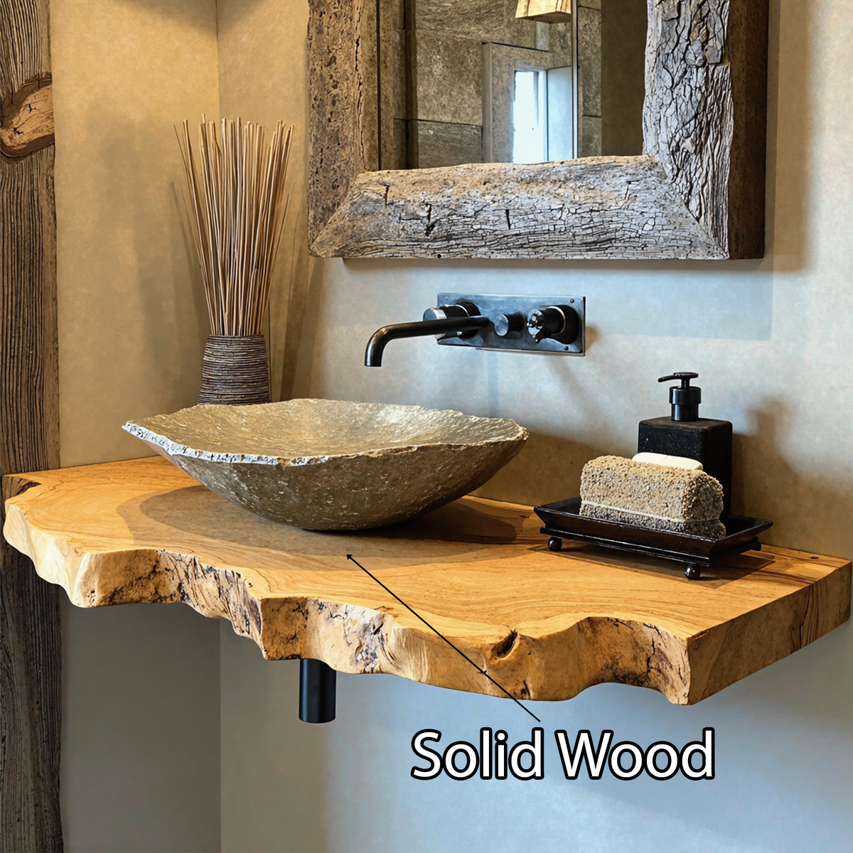 Floating Wood Bathroom Shelf – Style 2