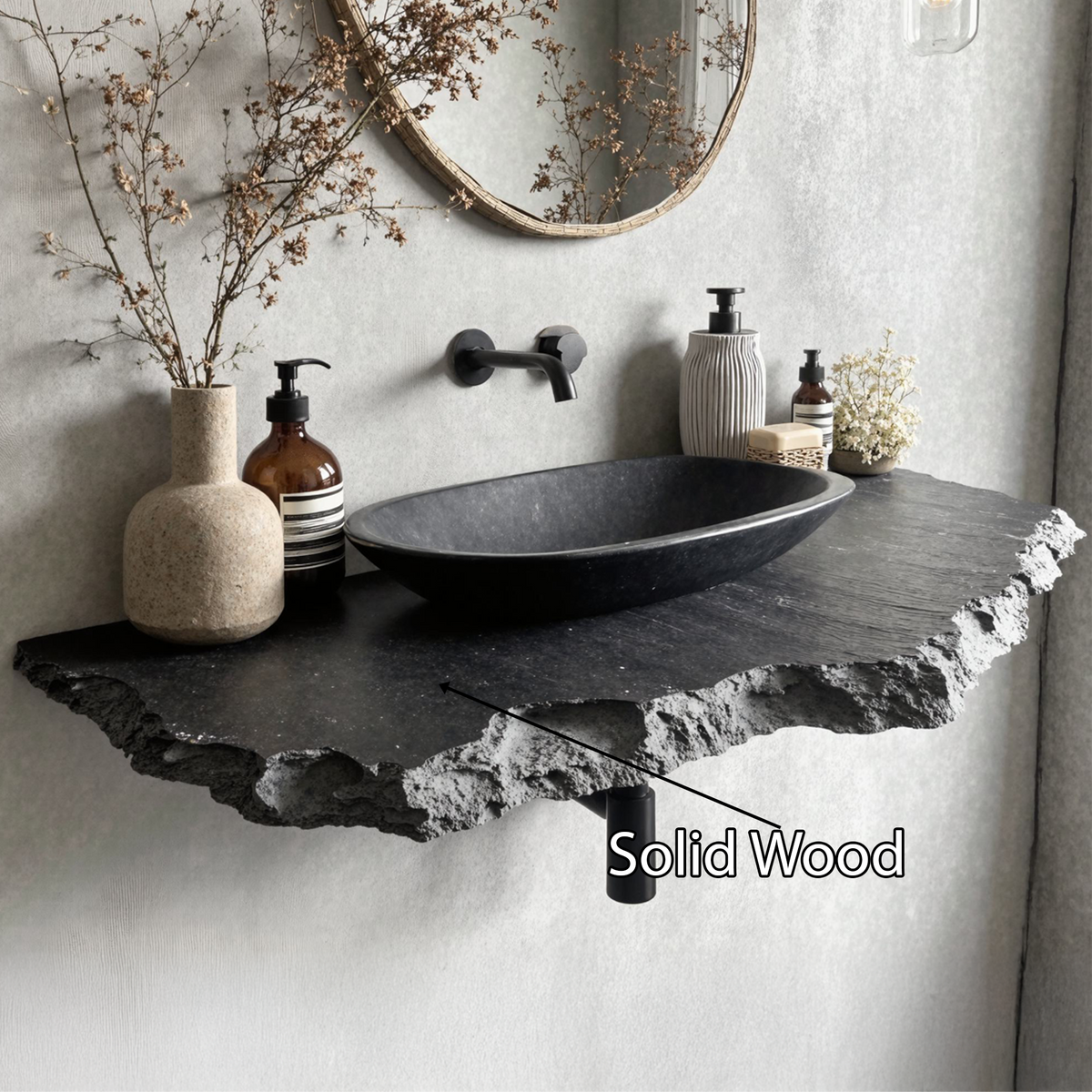 Live Edge Bathroom Vanity Shelf Wall