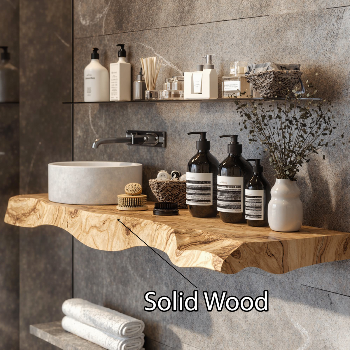 Handcrafted Counter Bathroom Vanity Shelf