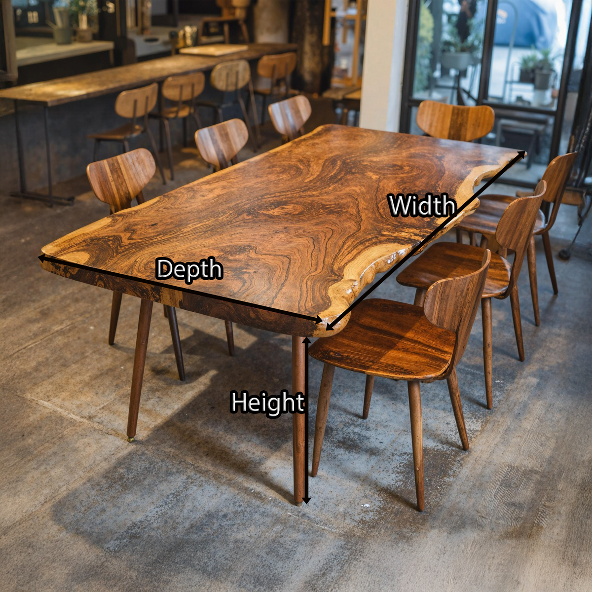 Contemporary Large Wooden Dining Table For Open Dining Area