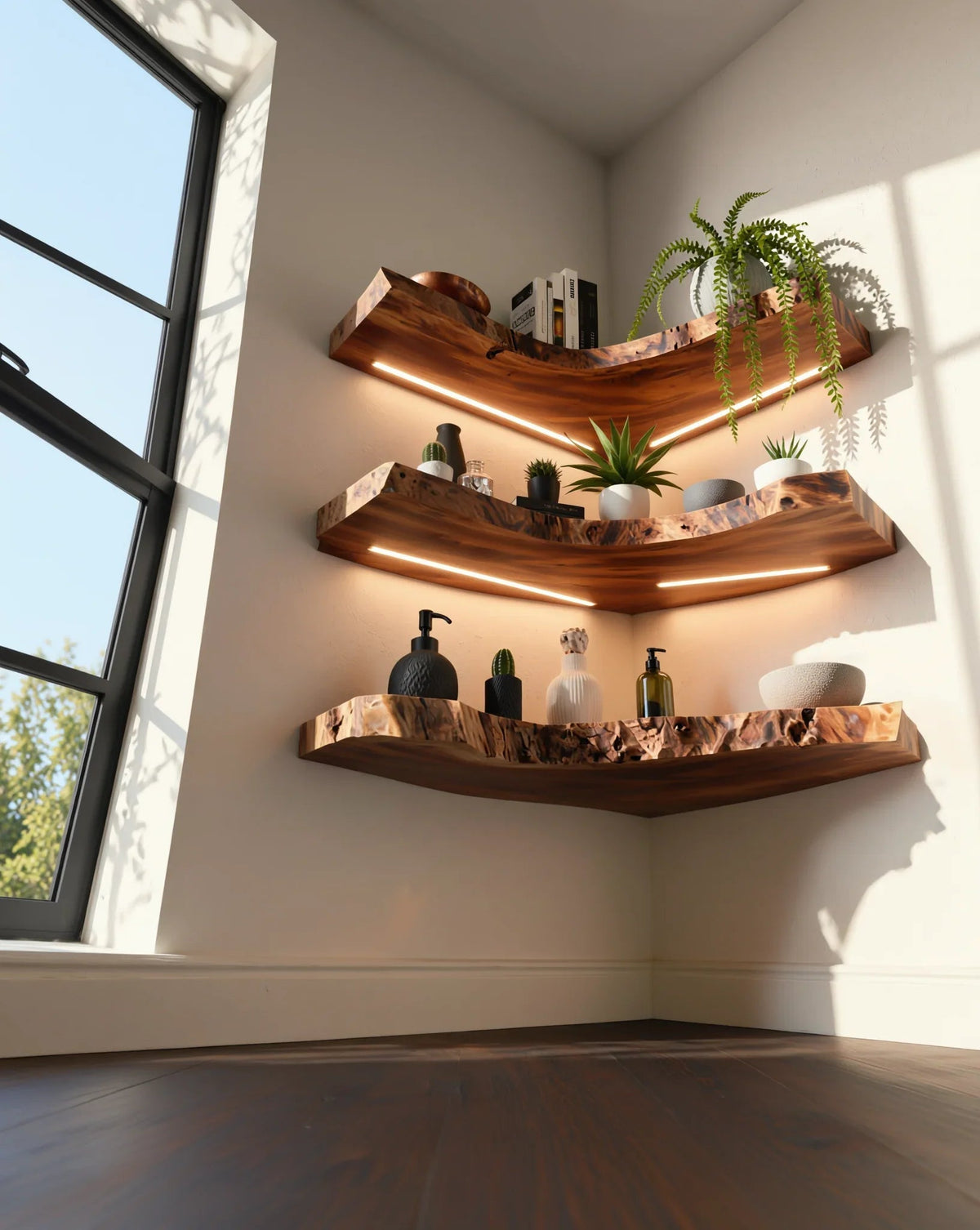 Live Edge Corner Floating Shelf