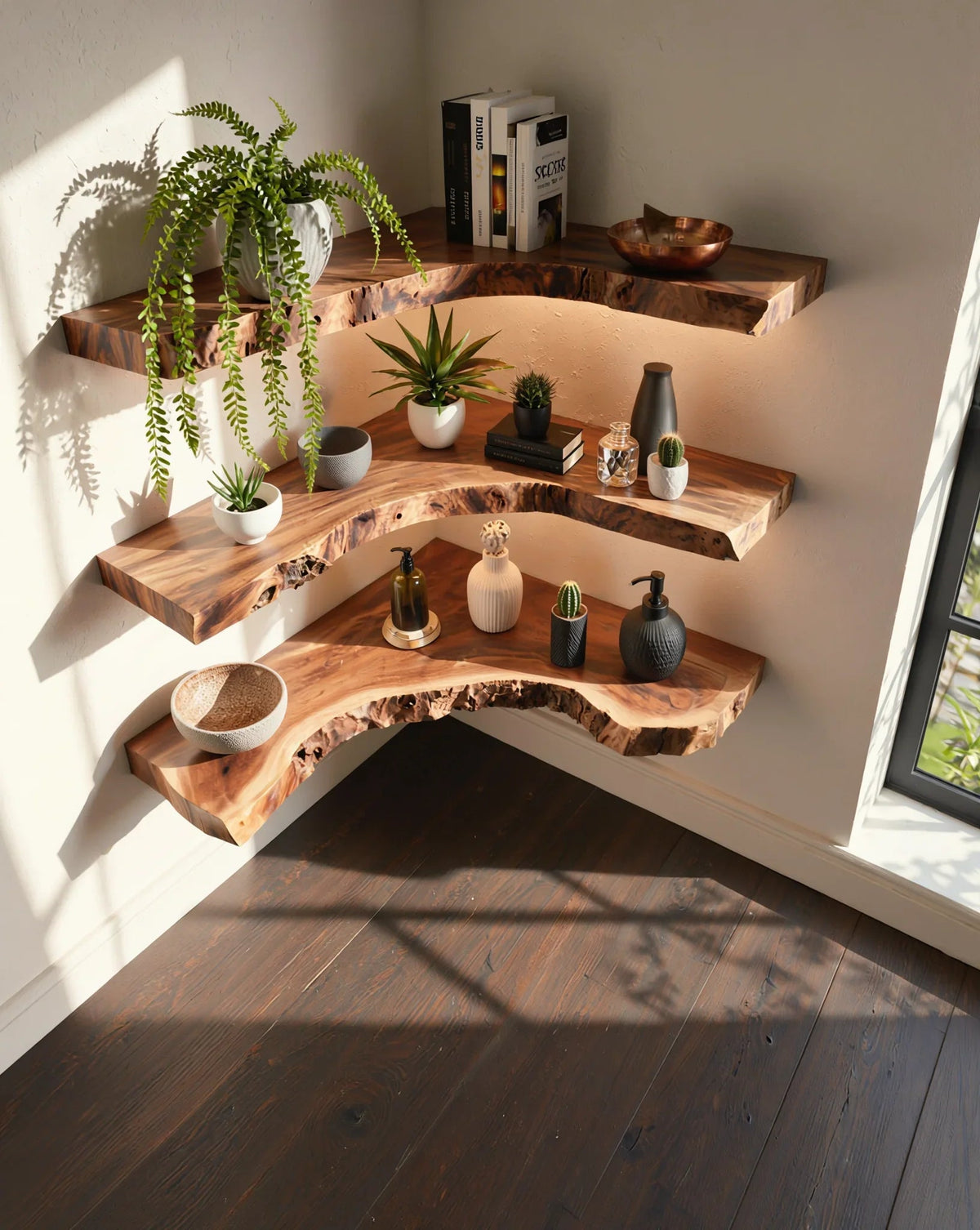 Live Edge Corner Floating Shelf