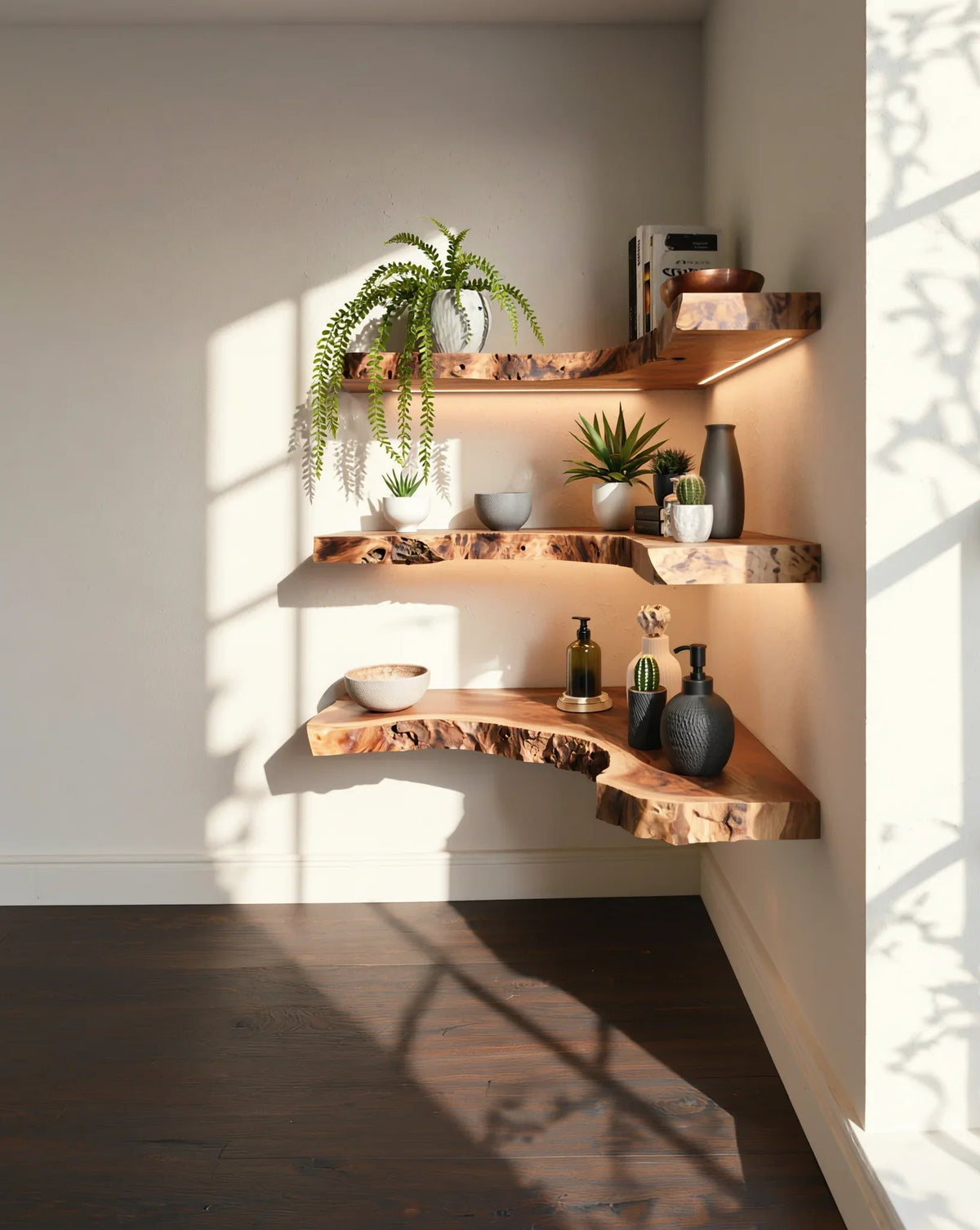 Live Edge Corner Floating Shelf