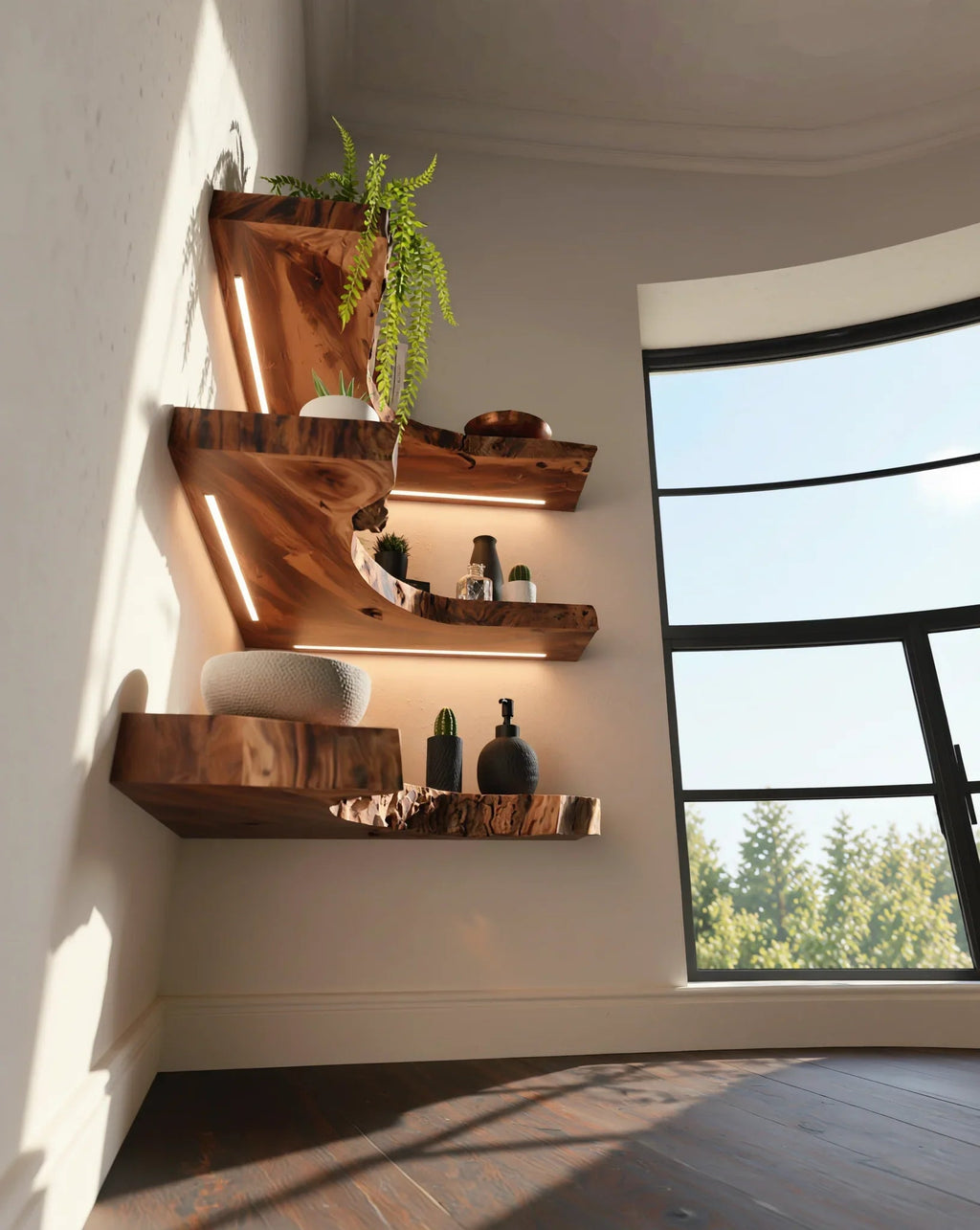 Live Edge Corner Floating Shelf