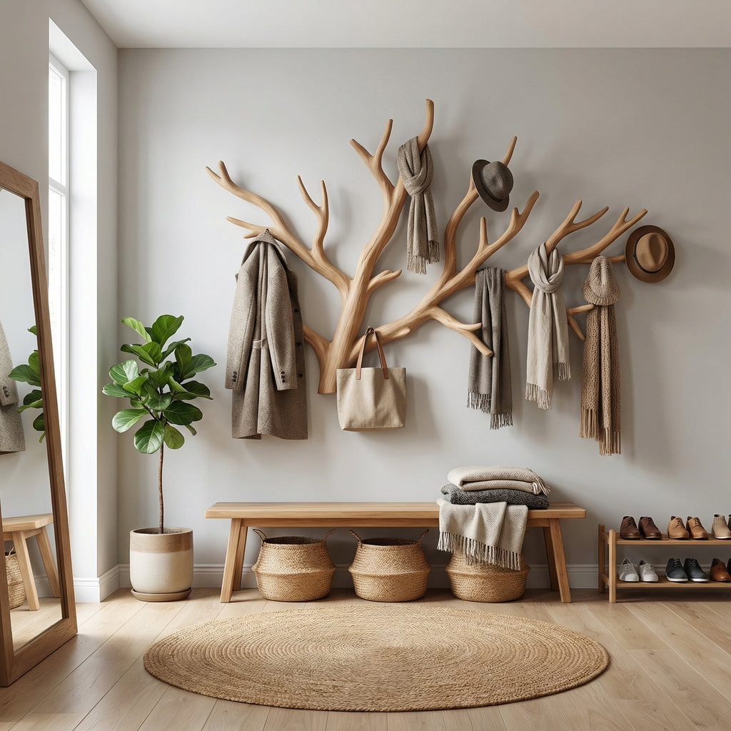 Driftwood Coat Rack, Custom Wall-Mounted Tree Branch Clothes Hanger