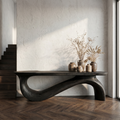 Sculptural Console Table, Wave Base Solid Wood Entryway Accent Table