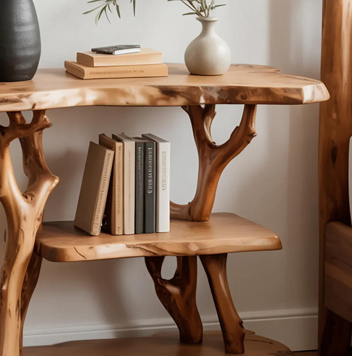 Solid Wood Tree Branch Nightstand