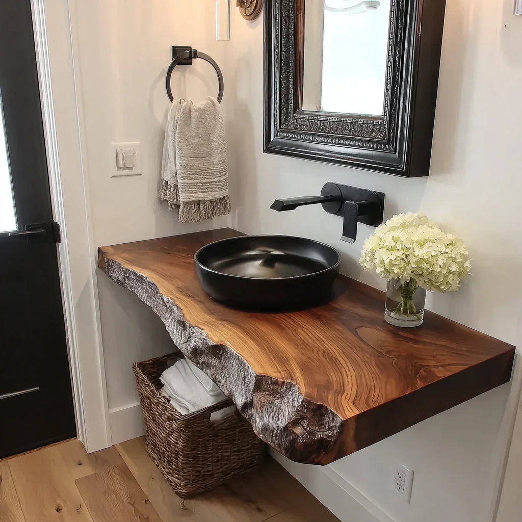 Handmade Live Edge Wood Bathroom Vanity
